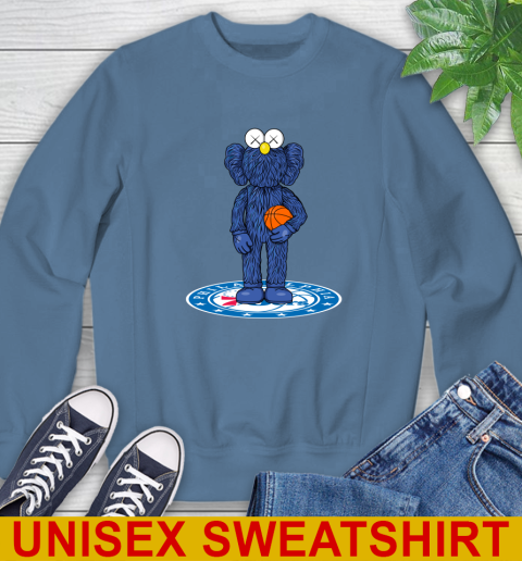 NBA Basketball Philadelphia 76ers Kaws Bff Blue Figure Shirt Sweatshirt 8