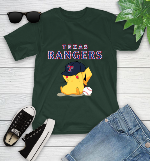 MLB Pikachu Baseball Sports Texas Rangers Youth T-Shirt 5