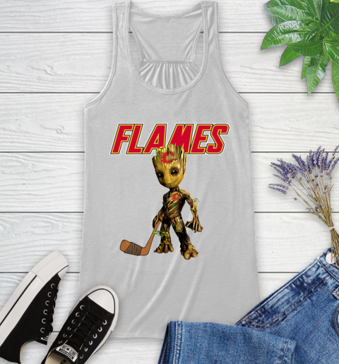 Calgary Flames NHL Hockey Groot Marvel Guardians Of The Galaxy Racerback Tank