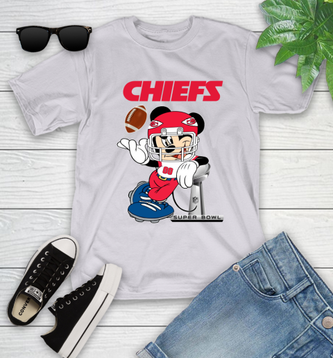 NFL Kansas city chiefs Mickey Mouse Disney Super Bowl Football T Shirt Youth T-Shirt 4