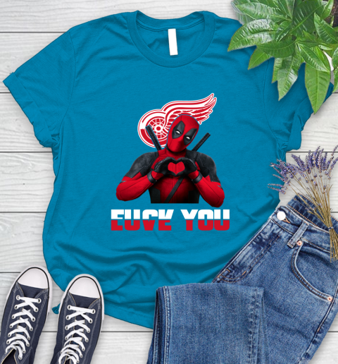 NHL Detroit Red Wings Deadpool Love You Fuck You Hockey Sports Women's T-Shirt 10