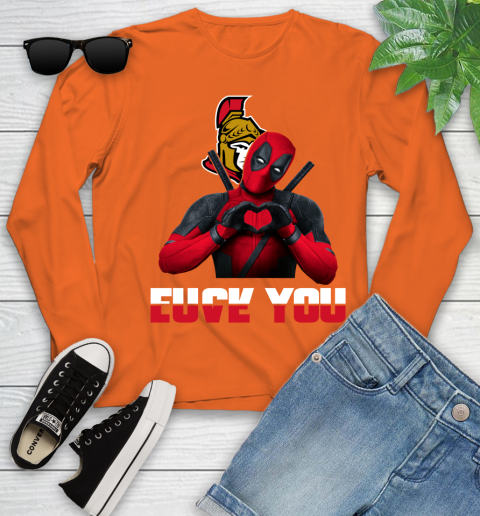 NHL Ottawa Senators Deadpool Love You Fuck You Hockey Sports Youth Long Sleeve 3