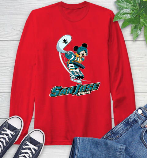 NHL Hockey San Jose Sharks Cheerful Mickey Mouse Shirt Long Sleeve T-Shirt 11