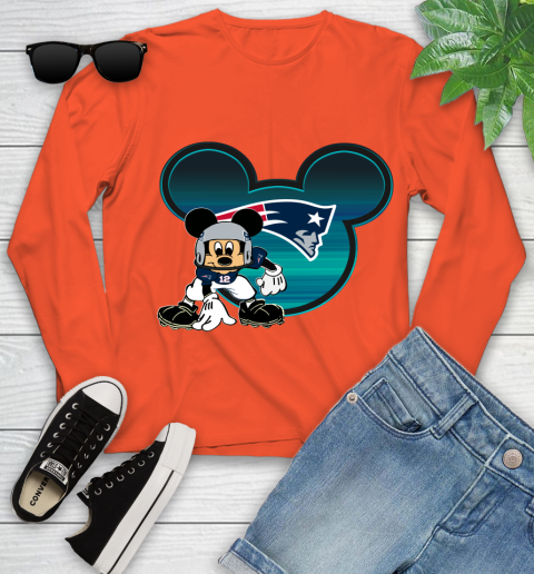NFL New England Patriots Mickey Mouse Disney Football T Shirt Youth Long Sleeve 4