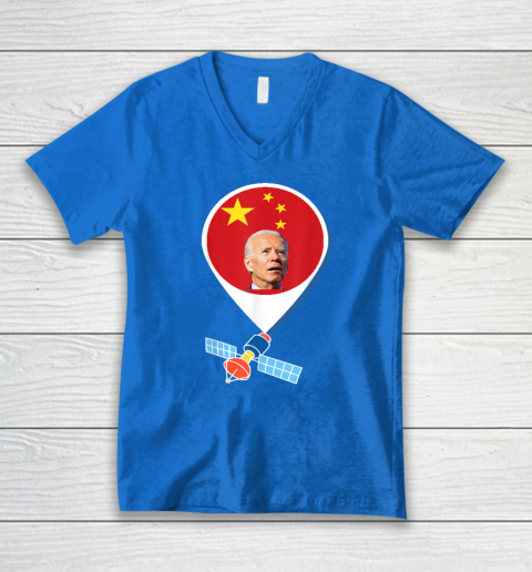 Chinese Spy Balloon Funny Surveillance Joe Biden China Flag V-Neck T-Shirt 4