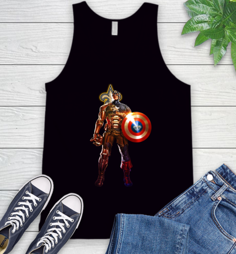 NFL Captain America Marvel Avengers Endgame Football Sports New Orleans Saints Tank Top 2