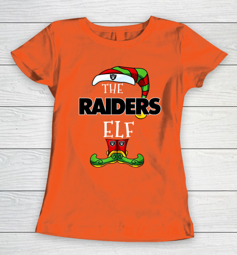 Oakland Raiders Christmas ELF Funny NFL Women's T-Shirt 3