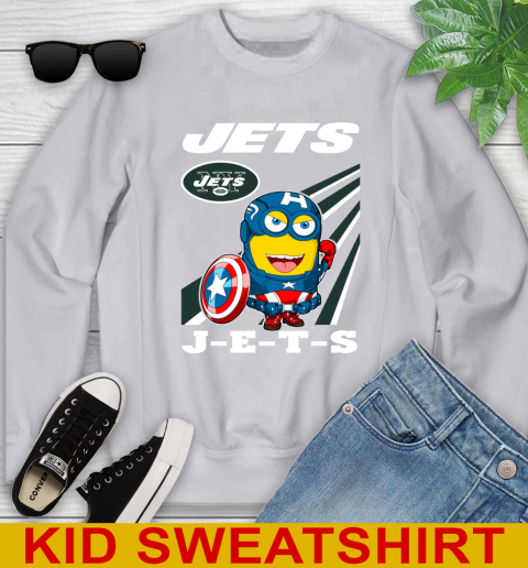 NFL Football New York Jets Captain America Marvel Avengers Minion Shirt Youth Sweatshirt 3