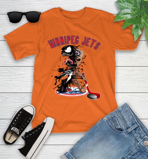 NHL Winnipeg Jets Hockey Venom Groot Guardians Of The Galaxy Youth T-Shirt 7