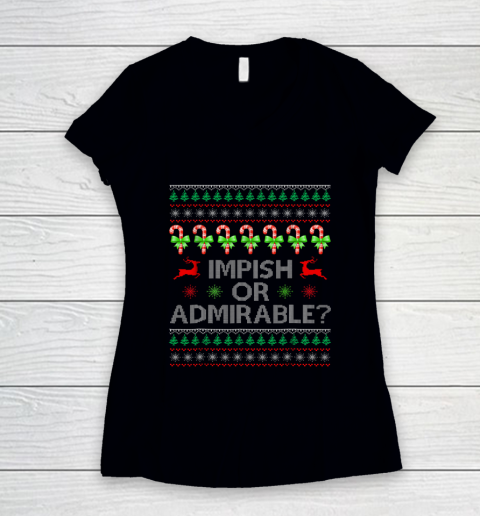 Impish or admirable funny Christmas ugly Women's V-Neck T-Shirt