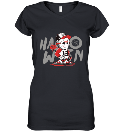 hpcq jason voorhees kill im all party time halloween shirt women v neck t shirt 39 front black