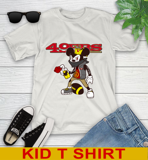 San Francisco 49ers NFL Football Mickey Peace Sign Sports Youth T-Shirt 12