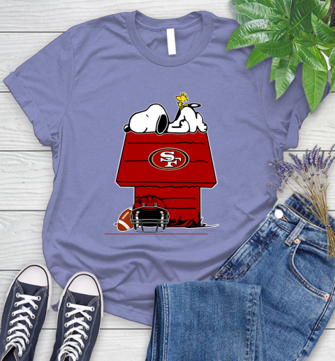 San Francisco 49ers NFL Football Snoopy Woodstock The Peanuts Movie Women's T-Shirt 11