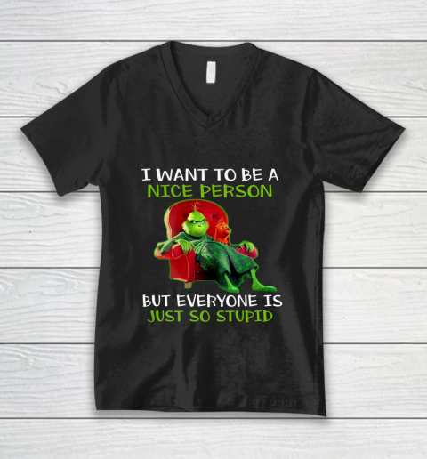 Tee Christmas Grinch Xmas funny quotes V-Neck T-Shirt