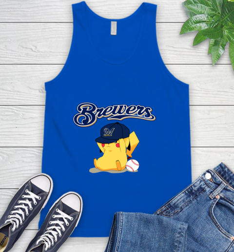MLB Pikachu Baseball Sports Milwaukee Brewers Tank Top 5