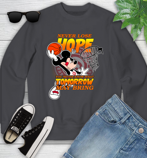Atlanta Hawks NBA Basketball Mickey Disney Never Lose Hope Youth Sweatshirt 5