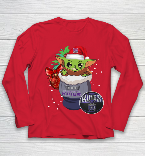 Sacramento Kings Christmas Baby Yoda Star Wars Funny Happy NBA Youth Long Sleeve 10