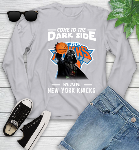 NBA Come To The Dark Side We Have New York Knicks Star Wars Darth Vader Basketball Youth Long Sleeve 5