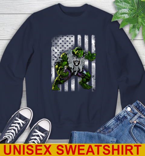 Oakland Raiders Hulk Marvel Avengers NFL Football American Flag Sweatshirt 2