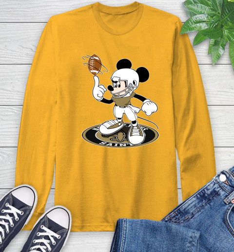 NFL Football New Orleans Saints Cheerful Mickey Disney Shirt Long Sleeve T-Shirt 3