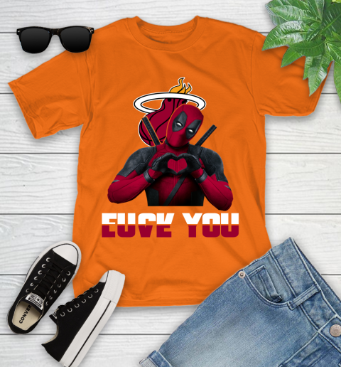NBA Miami Heat Deadpool Love You Fuck You Basketball Sports Youth T-Shirt 9