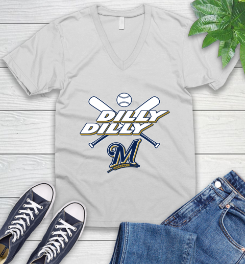 MLB Milwaukee Brewers Dilly Dilly Baseball Sports V-Neck T-Shirt