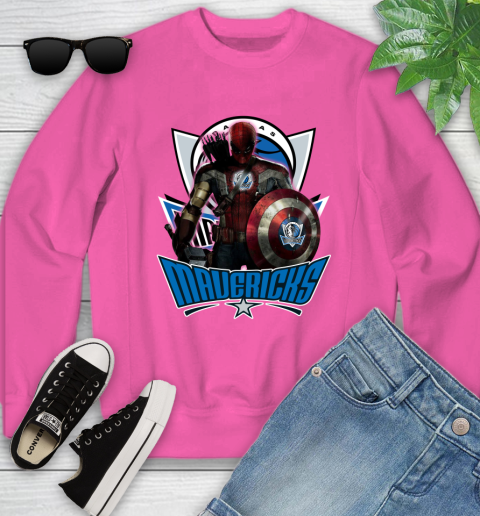Dallas Mavericks NBA Basketball Captain America Thor Spider Man Hawkeye Avengers Youth Sweatshirt 7