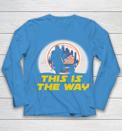 New York Mets MLB Baseball Star Wars Yoda And Mandalorian This Is The Way Youth Long Sleeve 5