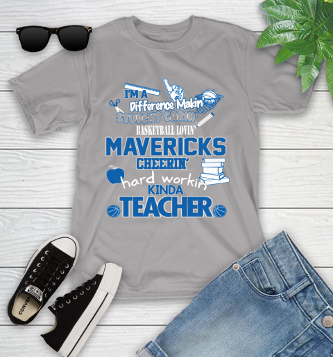 Dallas Mavericks NBA I'm A Difference Making Student Caring Basketball Loving Kinda Teacher Youth T-Shirt 4