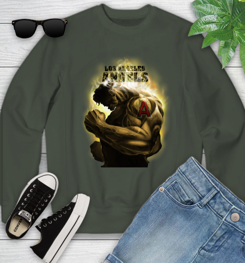 Los Angeles Angels MLB Baseball Hulk Marvel Avengers Sports Youth Sweatshirt 9