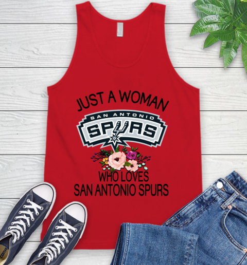 NBA Just A Woman Who Loves San Antonio Spurs Basketball Sports Tank Top 4
