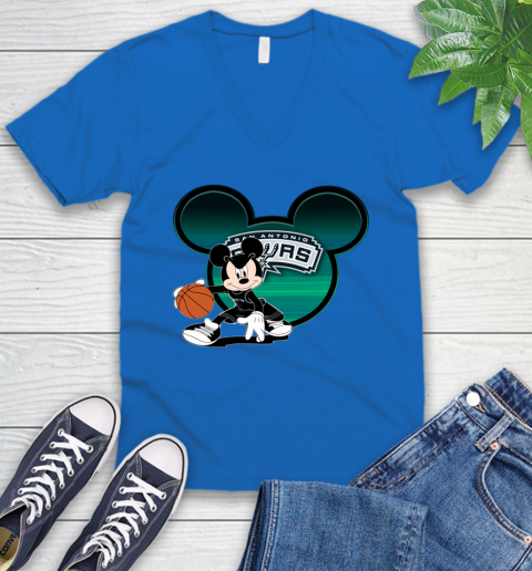 NBA San Antonio Spurs Mickey Mouse Disney Basketball V-Neck T-Shirt 6