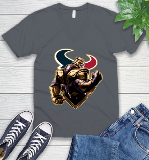 NFL Thanos Avengers Endgame Football Sports Houston Texans V-Neck T-Shirt 5
