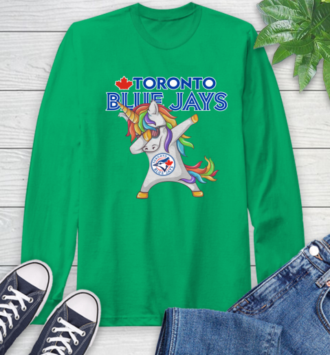 Toronto Blue Jays MLB Baseball Funny Unicorn Dabbing Sports Long Sleeve T-Shirt 7