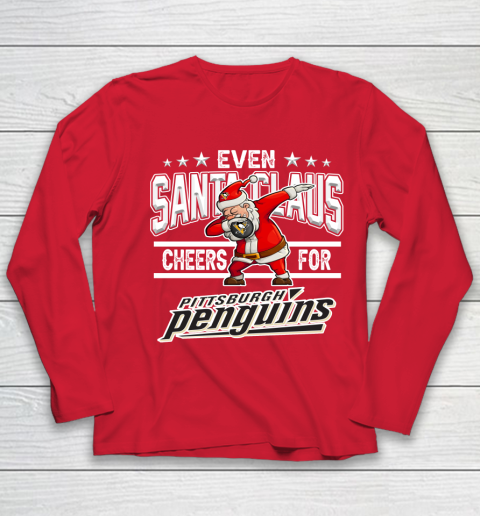 Pittsburgh Penguins Even Santa Claus Cheers For Christmas NHL Youth Long Sleeve 8