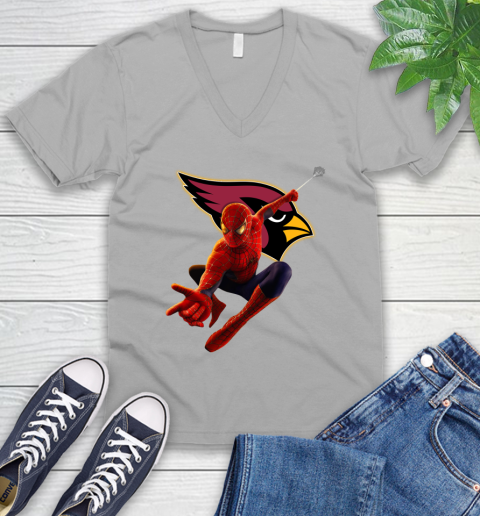 NFL Spider Man Avengers Endgame Football Arizona Cardinals V-Neck T-Shirt 4