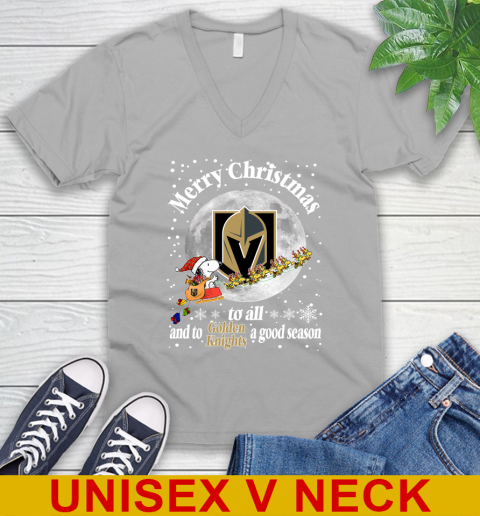 Vegas Golden Knights Merry Christmas To All And To Golden Knights A Good Season NHL Hockey Sports V-Neck T-Shirt 3