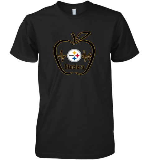 Apple Heartbeat Teacher Symbol Pittsburg Steelers Premium Men's T-Shirt