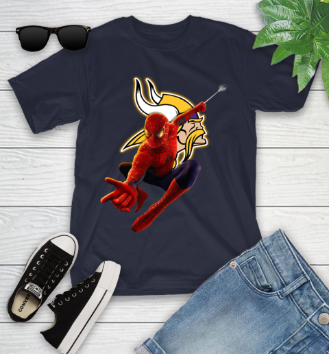 NFL Spider Man Avengers Endgame Football Minnesota Vikings Youth T-Shirt 3