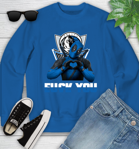 NBA Dallas Mavericks Deadpool Love You Fuck You Basketball Sports Youth Sweatshirt 7