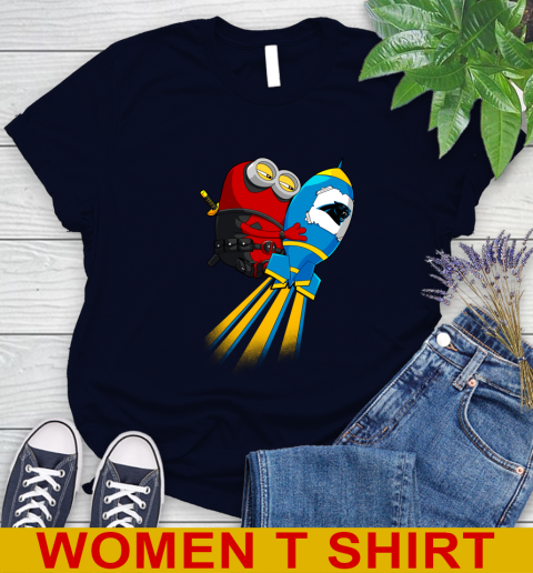 NFL Football Carolina Panthers Deadpool Minion Marvel Shirt Women's T-Shirt 2