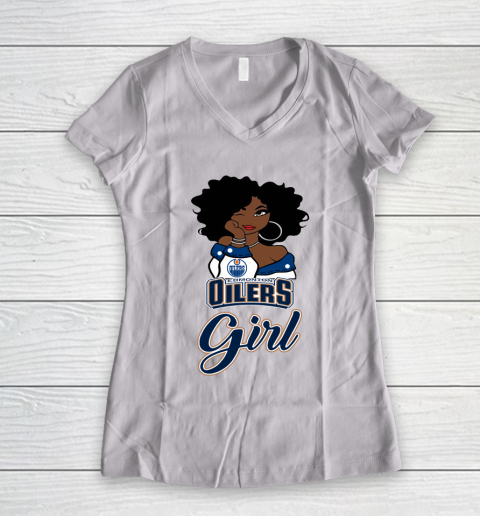 Edmonton Oilers Girl NHL Women's V-Neck T-Shirt 2