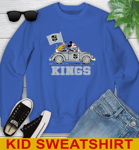 NHL Hockey Los Angeles Kings Pluto Mickey Driving Disney Shirt Youth Sweatshirt 7