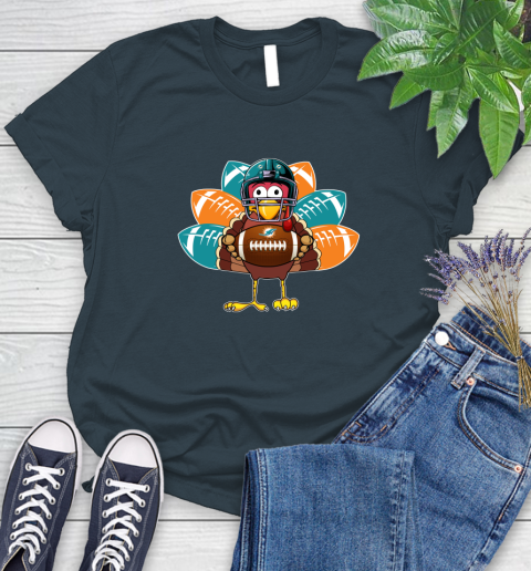 Miami Dolphins Turkey Thanksgiving Day Women's T-Shirt 8
