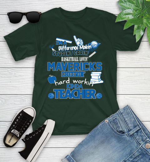 Dallas Mavericks NBA I'm A Difference Making Student Caring Basketball Loving Kinda Teacher Youth T-Shirt 5