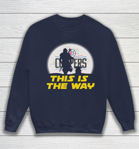 LA Clippers NBA Basketball Star Wars Yoda And Mandalorian This Is The Way Sweatshirt 2