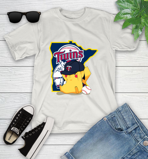 MLB Pikachu Baseball Sports Minnesota Twins Youth T-Shirt 12
