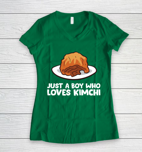 Just a Boy Who Loves Kimchis Funny Kimchi Women's V-Neck T-Shirt 3