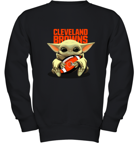 Baby Yoda Loves The Cleveland Browns Star Wars NFL Youth Sweatshirt