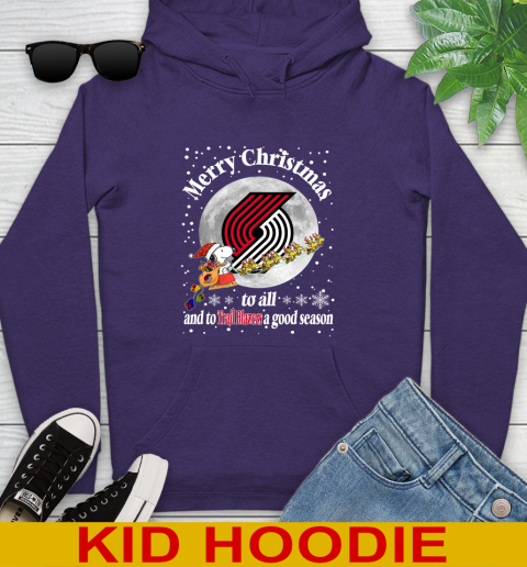 Portland Trail Blazers Merry Christmas To All And To Trail Blazers A Good Season NBA Basketball Sports Youth Hoodie 5